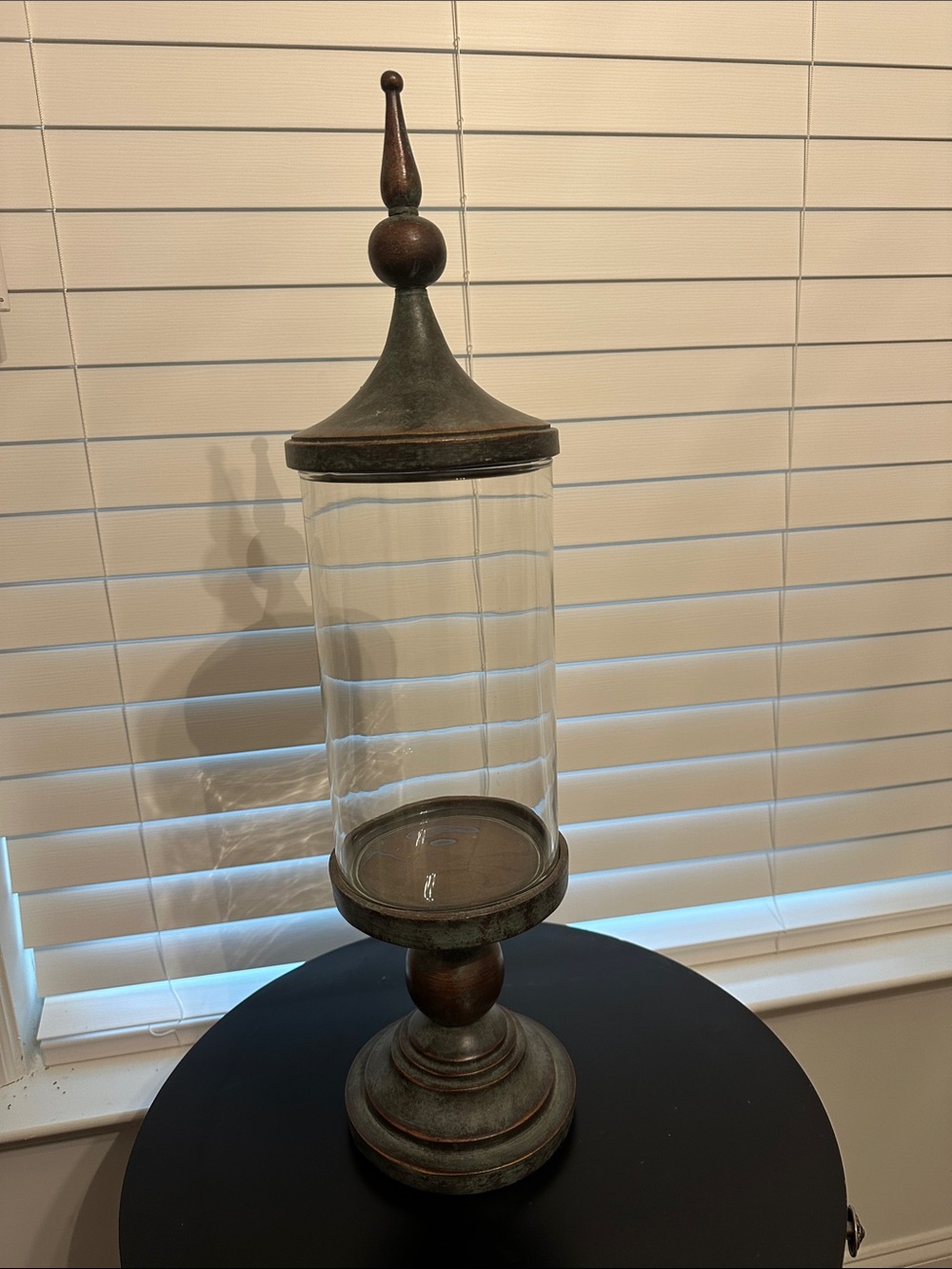 Southern Living At Home Glass Apothecary Lantern with Bronze-Tone Accents